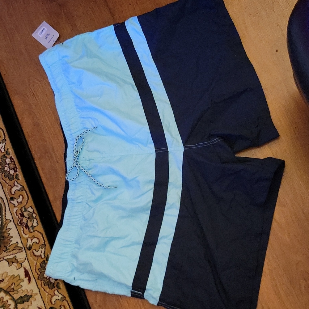 George 8" inseam men teal navy swim trunks 3XL 48-50 mesh liner 3 pocket…New